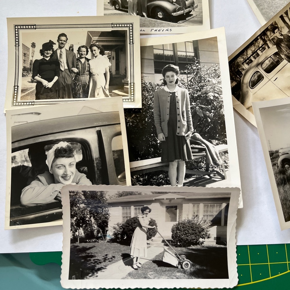 Vintage Photograph Lot 1930-1950 Women Fashion Cars 15 B&W Old Photos Craft Snap